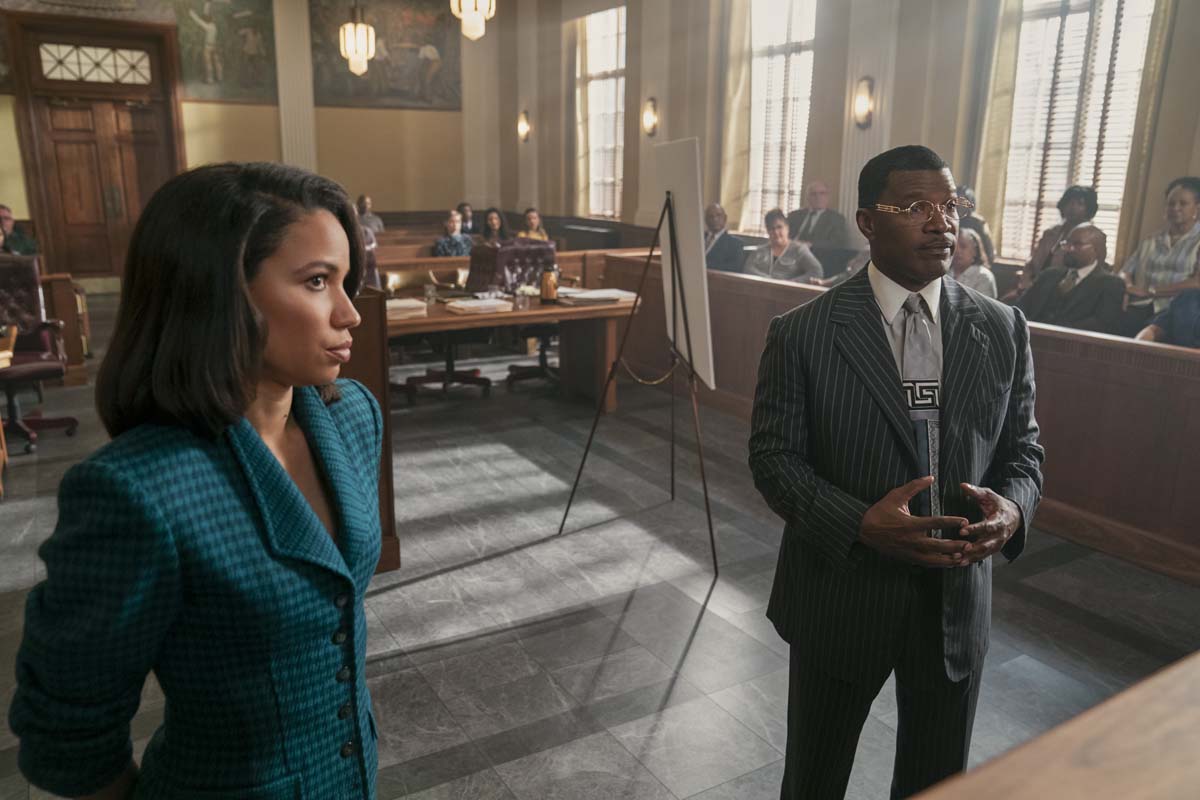 Jurnee Smollett as Mame Downes and Jamie Foxx as Willie Gary in The Burial Photo Skip Bolen AMAZON CONTENT SERVICES LLC_rgb-1