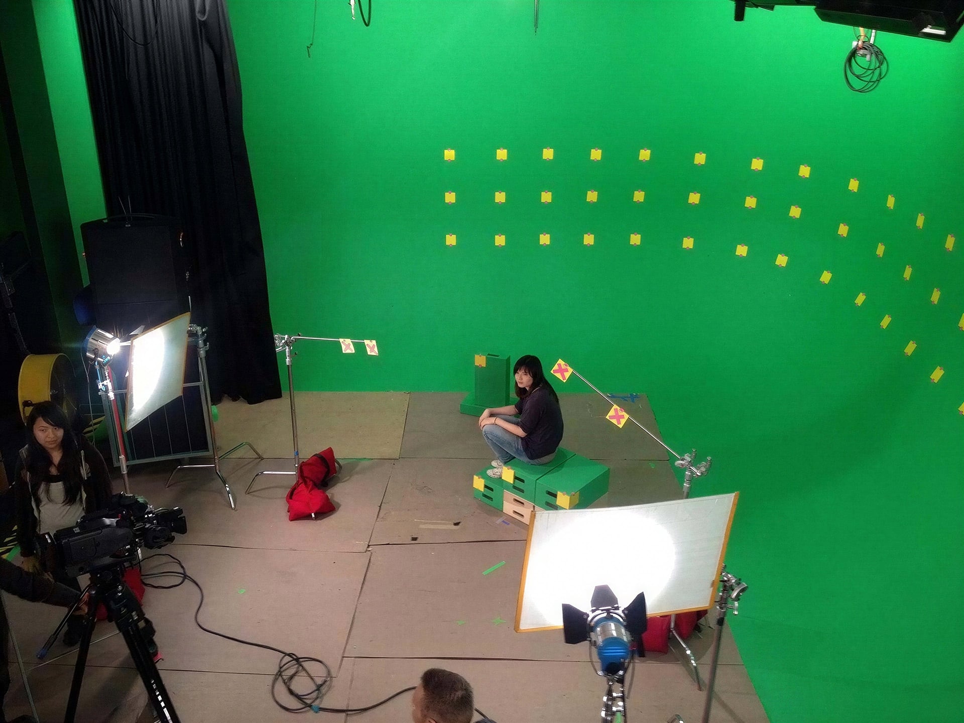 Students shooting on green screen